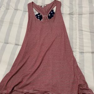 Cute red/white tank with blue polka dot bow